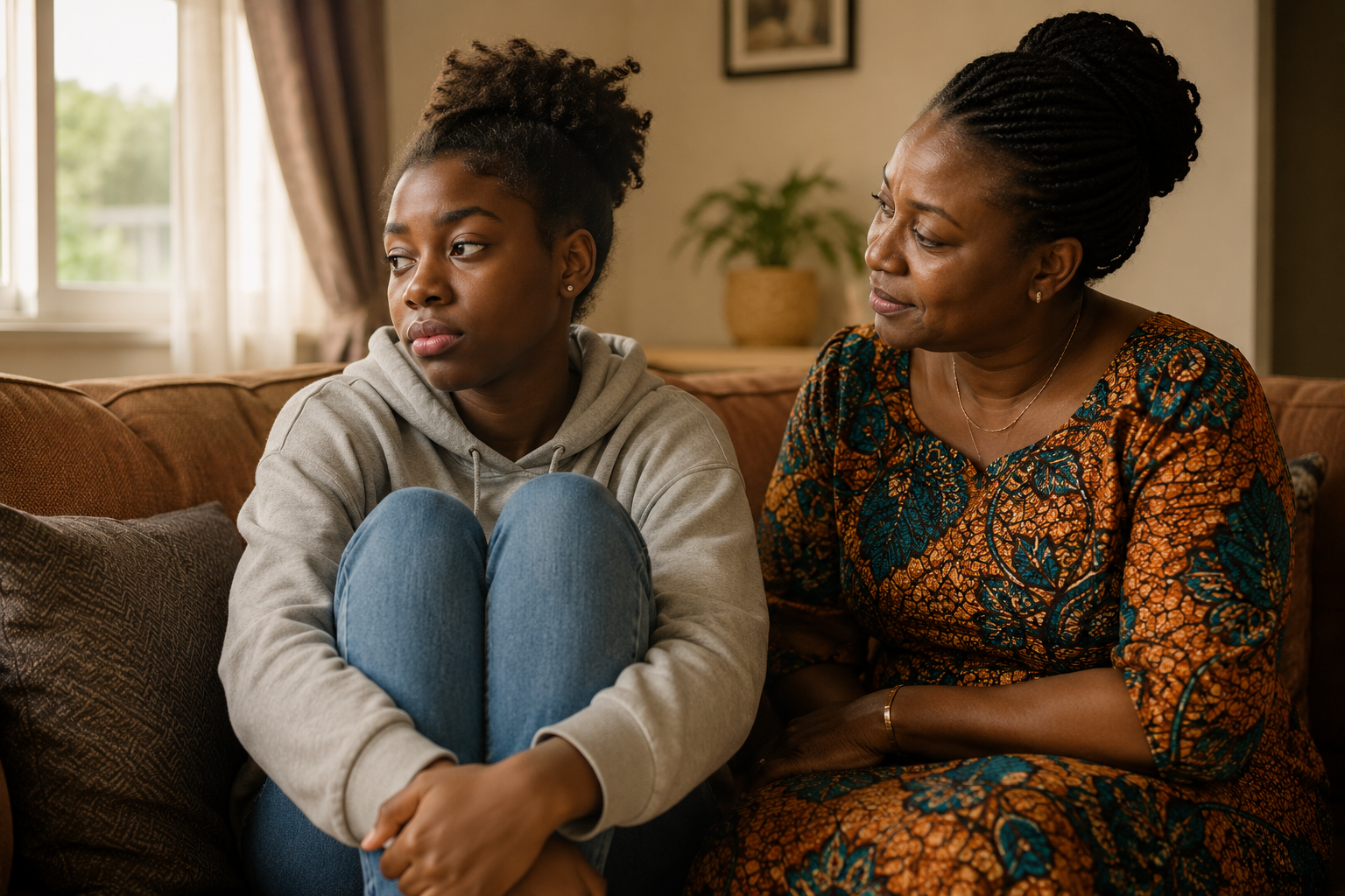 Mother and teenage daughter reconnecting